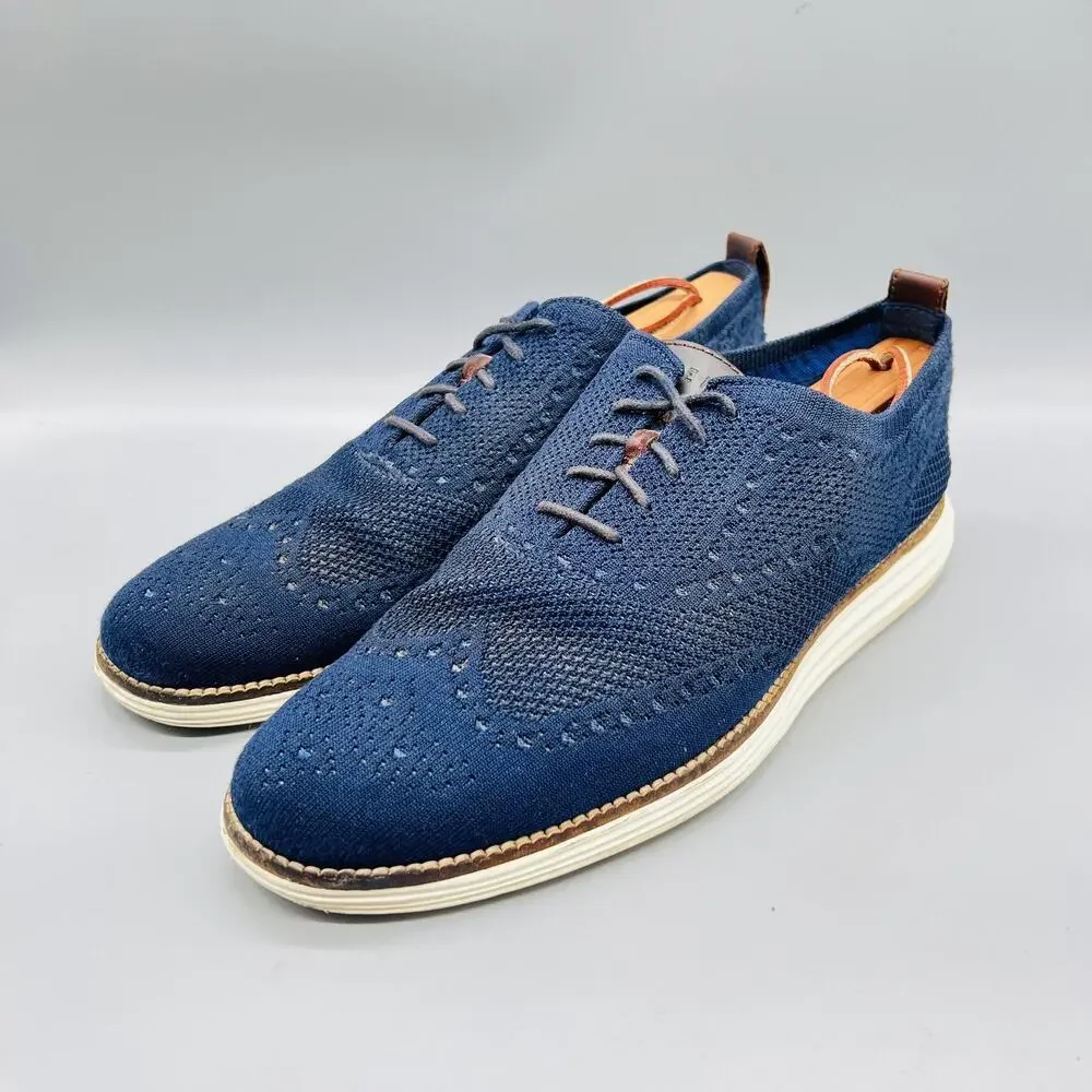 Cole Haan Shoes Mens 10 Blue Knit Grand Wingtip Casual Sneakers Comfort